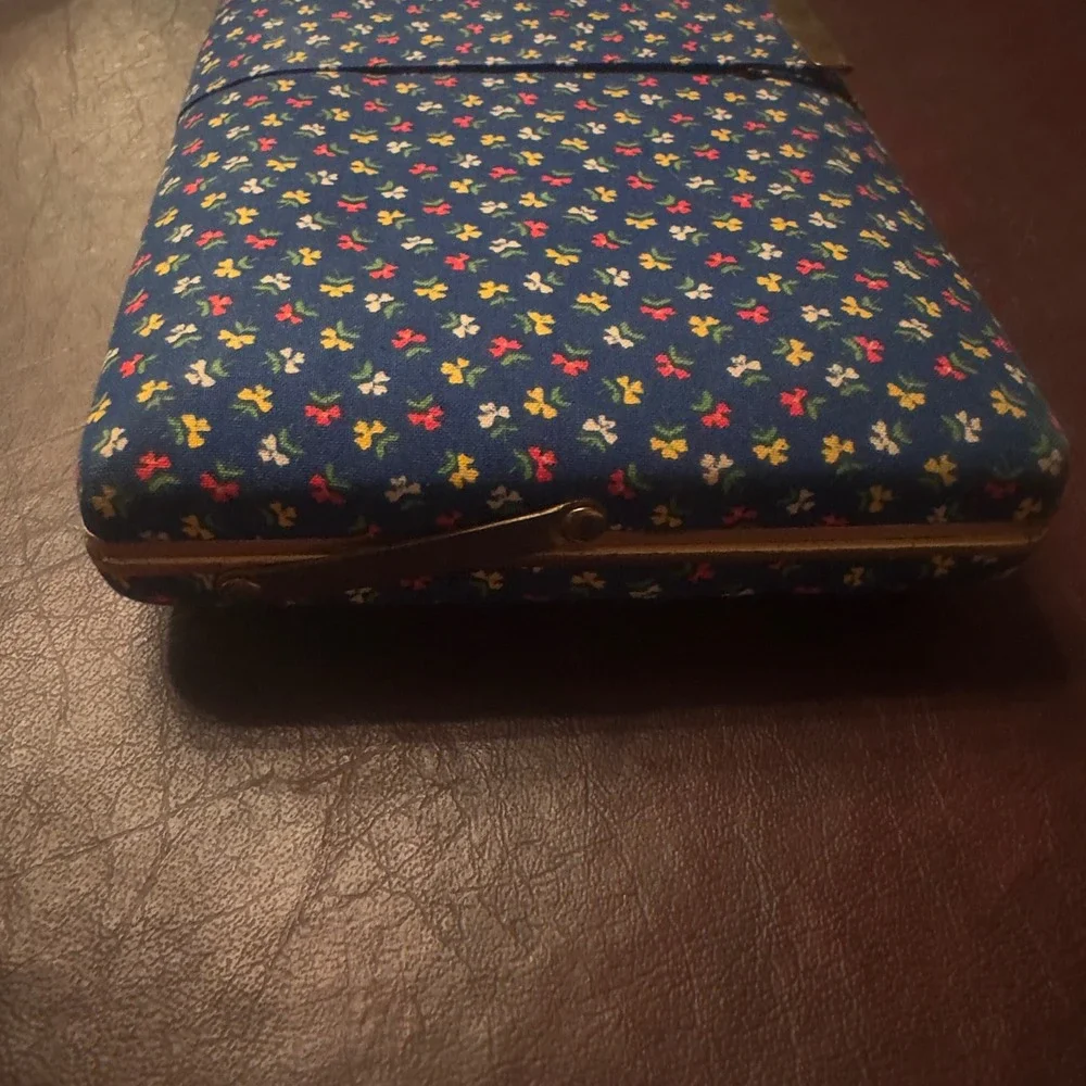 Vintage 1960s 70s Travel Jewelry Case Box Floral Fabric Mirror Organizer Vanity